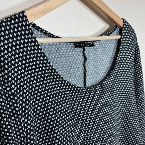 Bryn Walker Black White Polka Dot Asymmetrical Hem Scoop Neck Tunic Top M - Picture 2 of 10